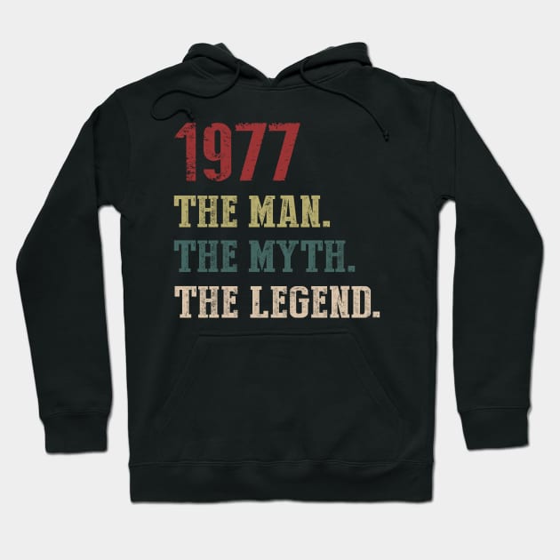 Vintage 1977 The Man The Myth The Legend Gift 43rd Birthday Hoodie by Foatui